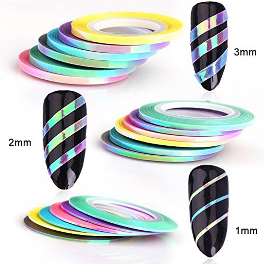 MEILINDS Nail Art Striping Tape Line Mermaid Candy Color 1mm 2mm 3mm Adhesive Sticker DIY Nail Manicure Tools Decals Decoration 18 PCS 18rolls/set - BeesActive Australia