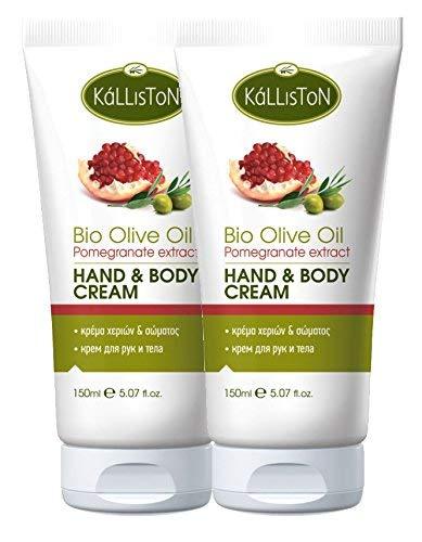 Kalliston, Pomegranate Infused Extract Lotion, Organic Extra Virgin Olive Oil, Hand & Body Cream, Cruelty Free, Made in Historic Crete, Greece, 5 oz. Each Tube, Pack of 2 Pomegranate Extract 150ml - BeesActive Australia