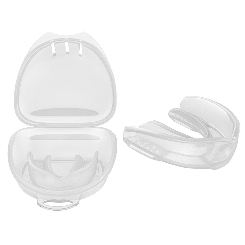 MoKo Mouthguard with Vented Case, Sports Safety Gear Strapless Mouth Guard for Youth/Adults, BPA Free, Custom Fit Protection for All Contact Sports, 2 Pack in 2 Sizes Clear - BeesActive Australia