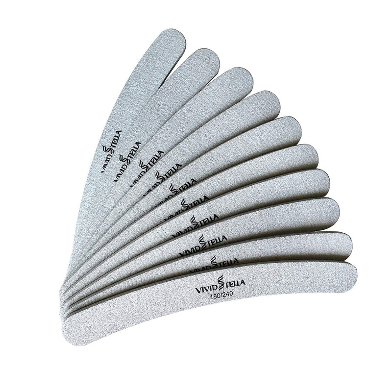 Nail Files 10 Pack Emery Boards Washable Double Sided 180 240 Grit Gray Curved Fingernail files - BeesActive Australia