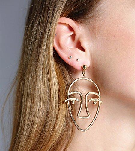 FXmimior Fashion Women Face Shapped Earrings Long Chain Drop Dangle Earrings Jewelry - BeesActive Australia