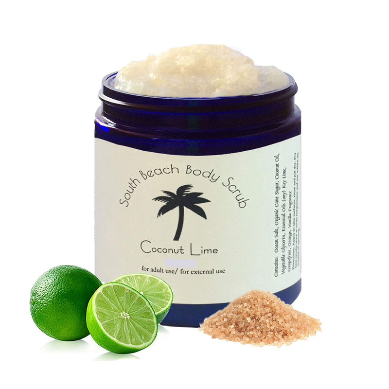 Scented Accented South Beach Body Scrub Coconut Lime Infused Essential Oil Fresh-Made Blended Body Scrub, Body Polish, Vegan Cruelty-Free Gentle Skin-Cell Exfoliation for Women and Men 8 Fl Oz (Pack of 1) - BeesActive Australia