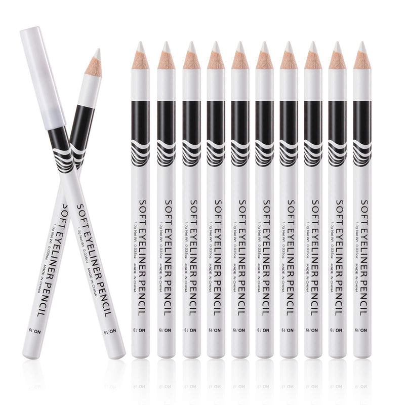 White Eyeliner Pencils Professional Use as Highlighter, Soft, Waterproof, Long-Lasting Eyeshadow, Eye Brightener, Beauty Makeup Tools (12pcs) 12pcs - BeesActive Australia