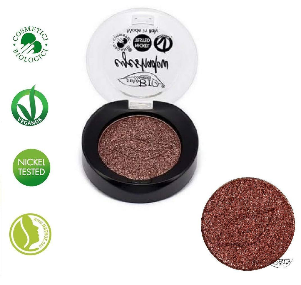 PuroBIO Certified Organic Highly-Pigmented and Long-Lasting Metallic Duo Chrome Eyeshadow - no 21 Copper Red - Jojoba Oil, Squalene, Vitamin E. ORGANIC.VEGAN.ORGANIC.MADE IN ITALY. - BeesActive Australia