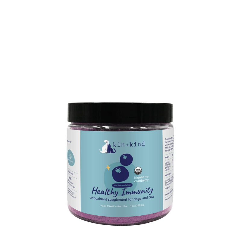 kin+kind Dog Supplement Powder - Cranberry Supplement for Dogs and Cats for Healthy Immunity - Cat & Dog Bladder Support - Natural Formula with Organic Cranberry, Blueberry and Coconut - Made in USA 8 Ounce (Pack of 1) - BeesActive Australia