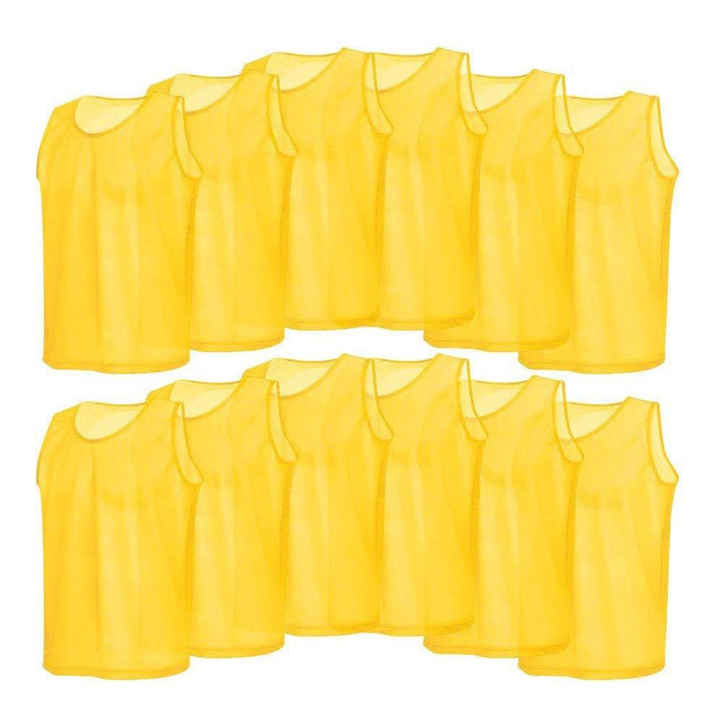 [AUSTRALIA] - 12 Pack Mesh Scrimmage Training Vests Football Vest Breathable Adults Jerseys Bibs for Volleyball Soccer Basketball (Color : Yellow) 