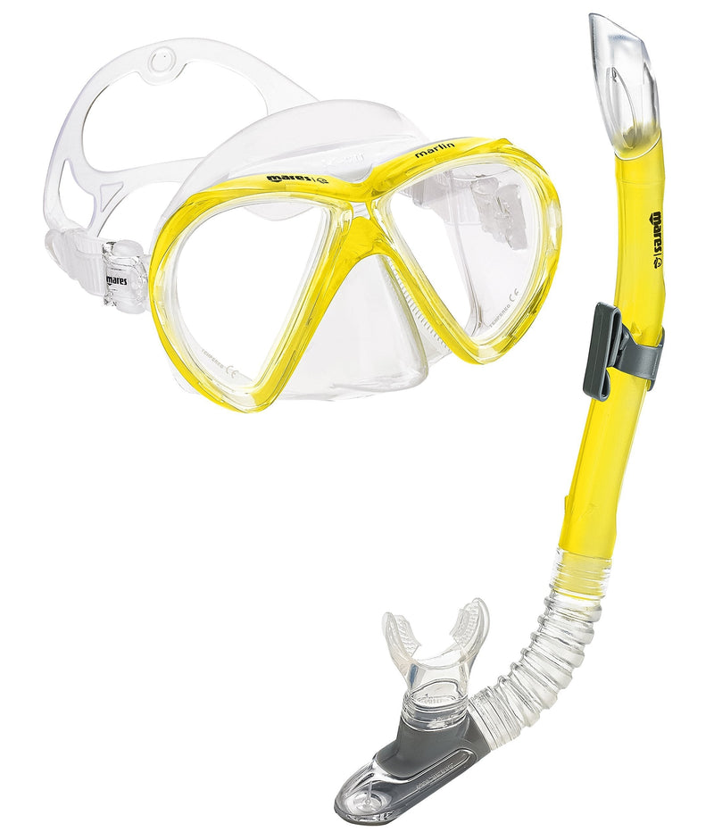 [AUSTRALIA] - Mares Marlin Dual Tempered Lens Mask Semi-Dry Snorkel Set 