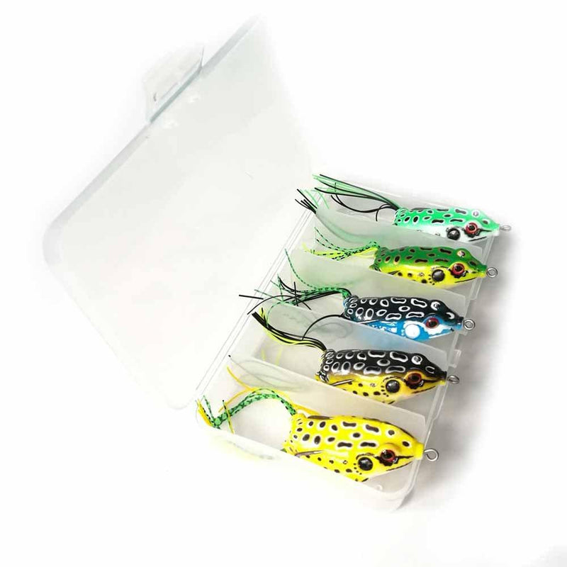 [AUSTRALIA] - LENPABY 5pcs Frog Lure Ray Frog Topwater Fishing Crankbait Lures/Artificial Soft Bait 5.5CM 8G Soft Tube Bait ,Especially for Bass Snakehead ,Freshwater Soft Bai Musky Tackle Box Spitted weedless bas 