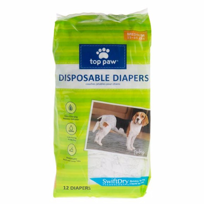 Top Paw Disposable Dog Diapers - 12 Pack Medium - BeesActive Australia