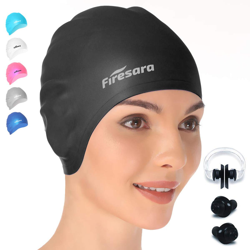 Firesara Swim Cap, Original Updated Swimming Cap 3D Ergonomic Design Comfortable Durable Ear Protection for Women Kids Men Adults Boys Girls for Long or Short Hair with Nose Clip and Ear Plugs - BeesActive Australia