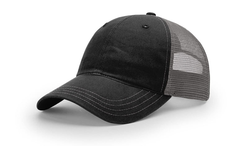 Richardson 111 Garment Washed Trucker Blank Baseball Cap OSFA Hat One Size Black/Charcoal - BeesActive Australia