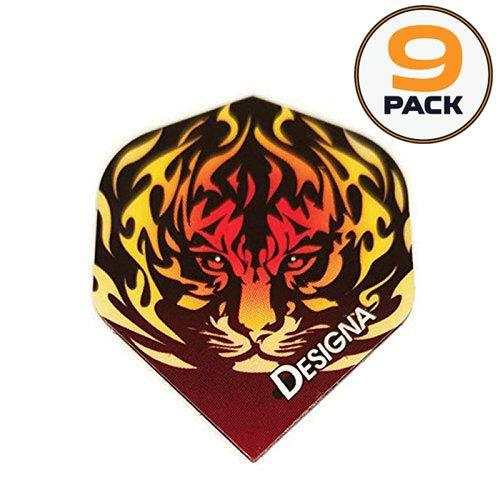 [AUSTRALIA] - Art Attack 9 Pack Designa DSX Collection Flaming Tiger Animal Flames 100 Micron Extra Strong Dart Flights 
