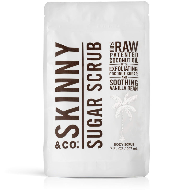 SKINNY & CO. Vanilla Sugar Body Scrub- 100% Raw All Natural Exfoliant Made with Coconut Oil, Coconut Sugar, and Vanilla, Gentle, Moisturizing, Detoxifying, Vitamin Rich, 7 oz. 7 Ounce (Pack of 1) - BeesActive Australia