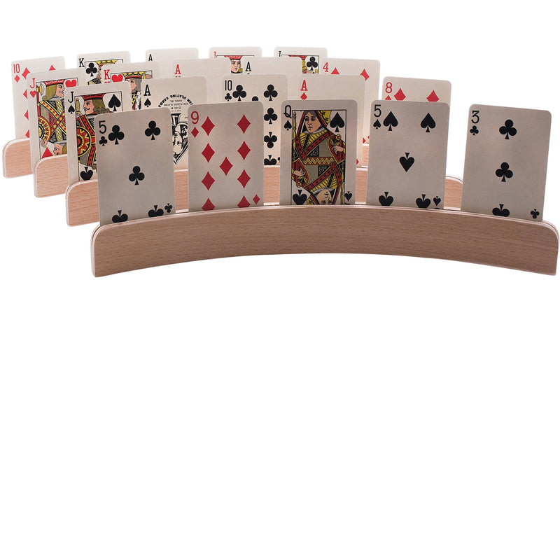 [AUSTRALIA] - Set of 4 Wooden Playing Card Holders in Curved Design - 14" Size for Kids, Adults and Seniors Alike 