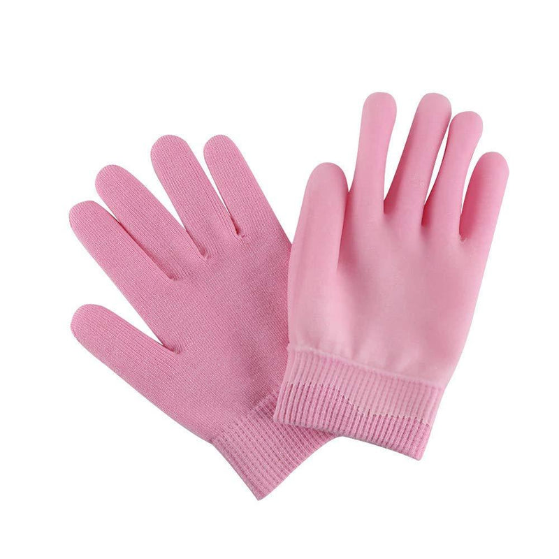 2Pairs Women Men Moisturizing Gel Gloves for Soften Cracked Skin Soft Cotton Spa Moisturizing Gloves Hand Mask Care Treatment (Pink) Pink - BeesActive Australia