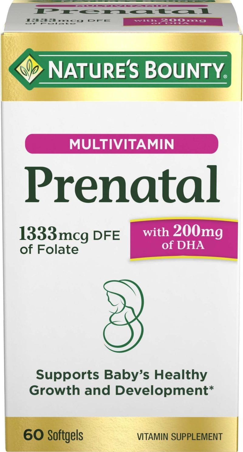 Nature's Bounty Prenatal Multivitamin with 200 mg DHA Softgels, 60 Count - BeesActive Australia