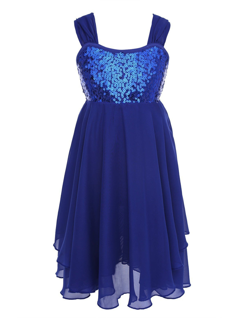 [AUSTRALIA] - YiZYiF Girl's Kids Chiffon Skirted Leotard Dress Sequined Ballet Dance Costumes Blue 8 