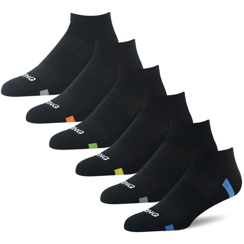 [AUSTRALIA] - BERING Men's Athletic Cushion Low Ankle Socks for Sports Workout Running (6 Pack) Shoe Size: 6-12 Black 