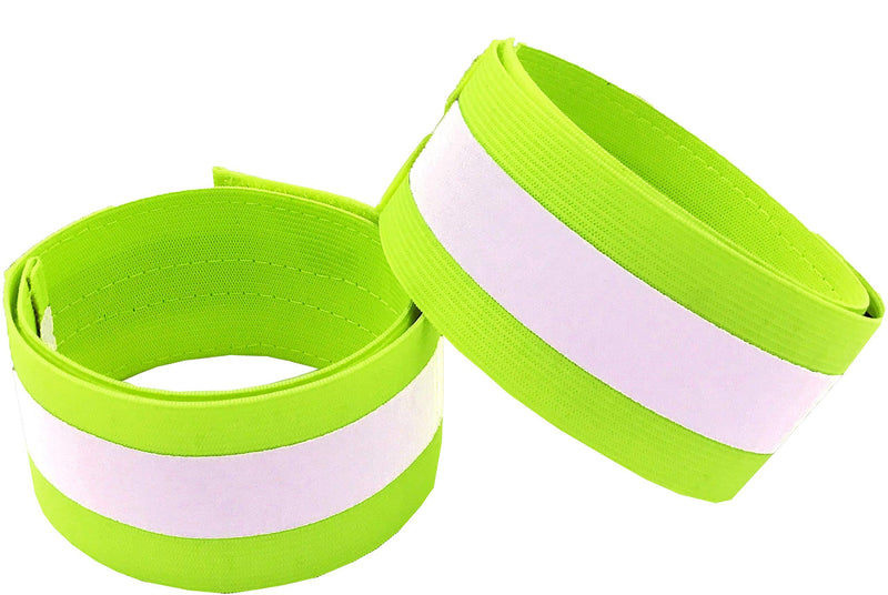 Reflective Bands for Arm, Wrist, Ankle, Leg. Reflector Bands. High Visibility Reflective Running Gear for Women and Men Cycling Walking Bike Green - 2 Bands - BeesActive Australia