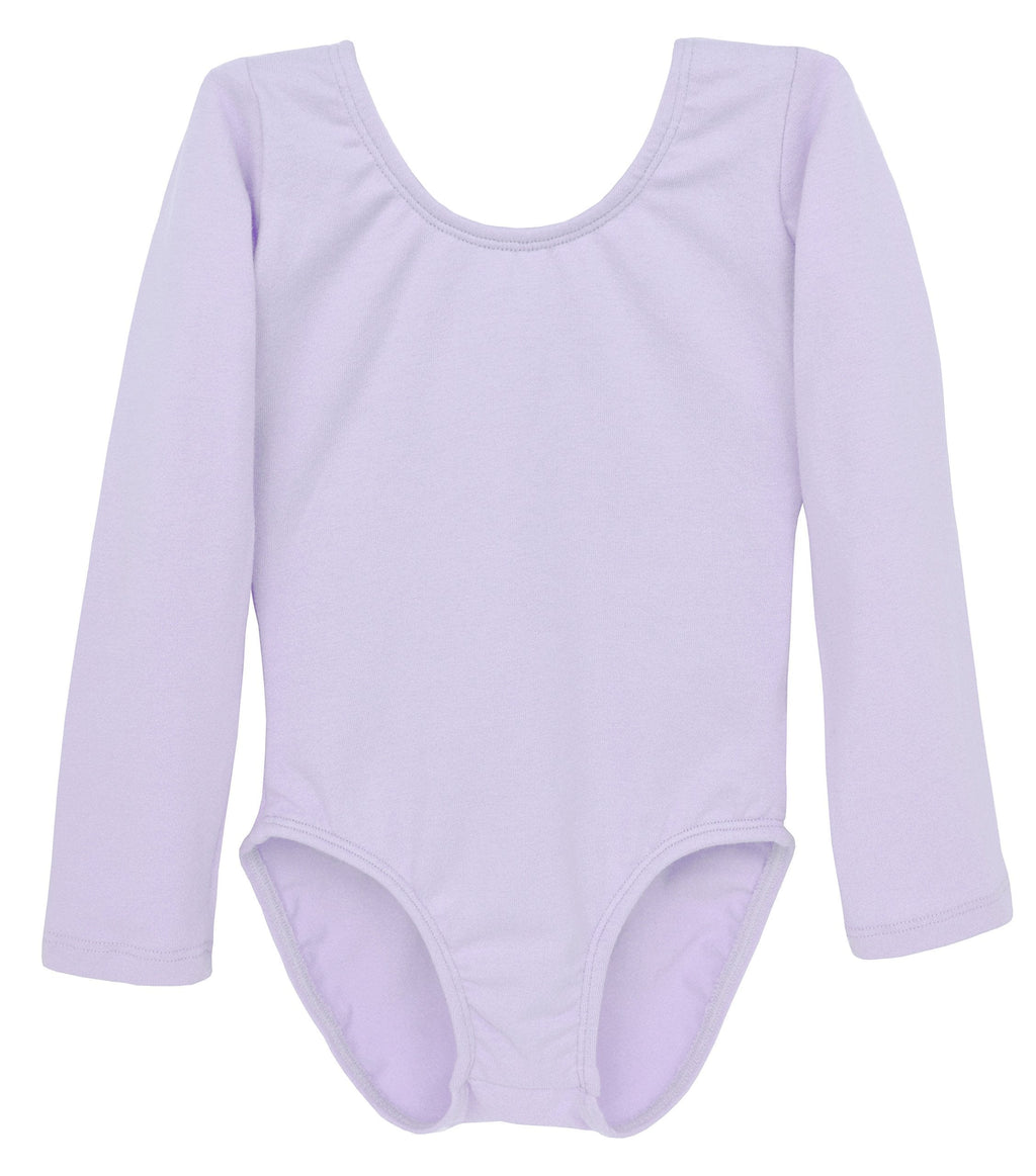 [AUSTRALIA] - Dancina Leotard Long Sleeve Ballet Gymnastics Front Lined Comfy Cotton Kids Ages 2-10 2T / 3T Lavender 