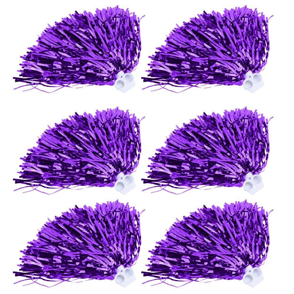 [AUSTRALIA] - Vbestlife Cheerleader Pom Poms 12pcs Cheerleading Poms Metallic Foil Pom Poms Squad Cheer Sports Party Dance Useful Accessories (Purple) 