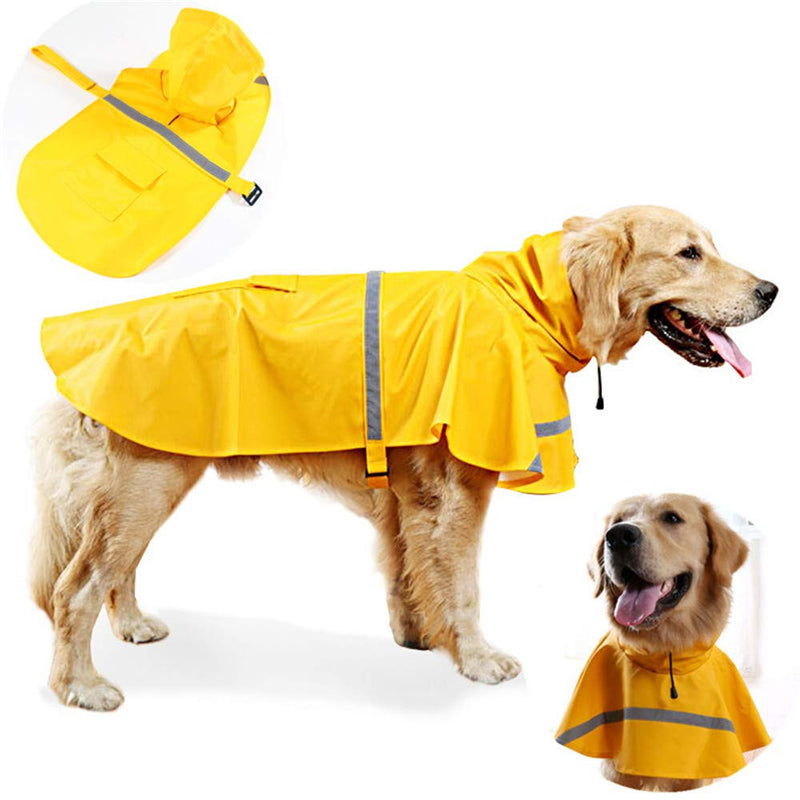 JWPC Dog Raincoat Reflective Waterproof Lightweight Adjustable Dog Rain Jacket with Hood for Small Medium Large Dogs XX-Large Yellow - BeesActive Australia
