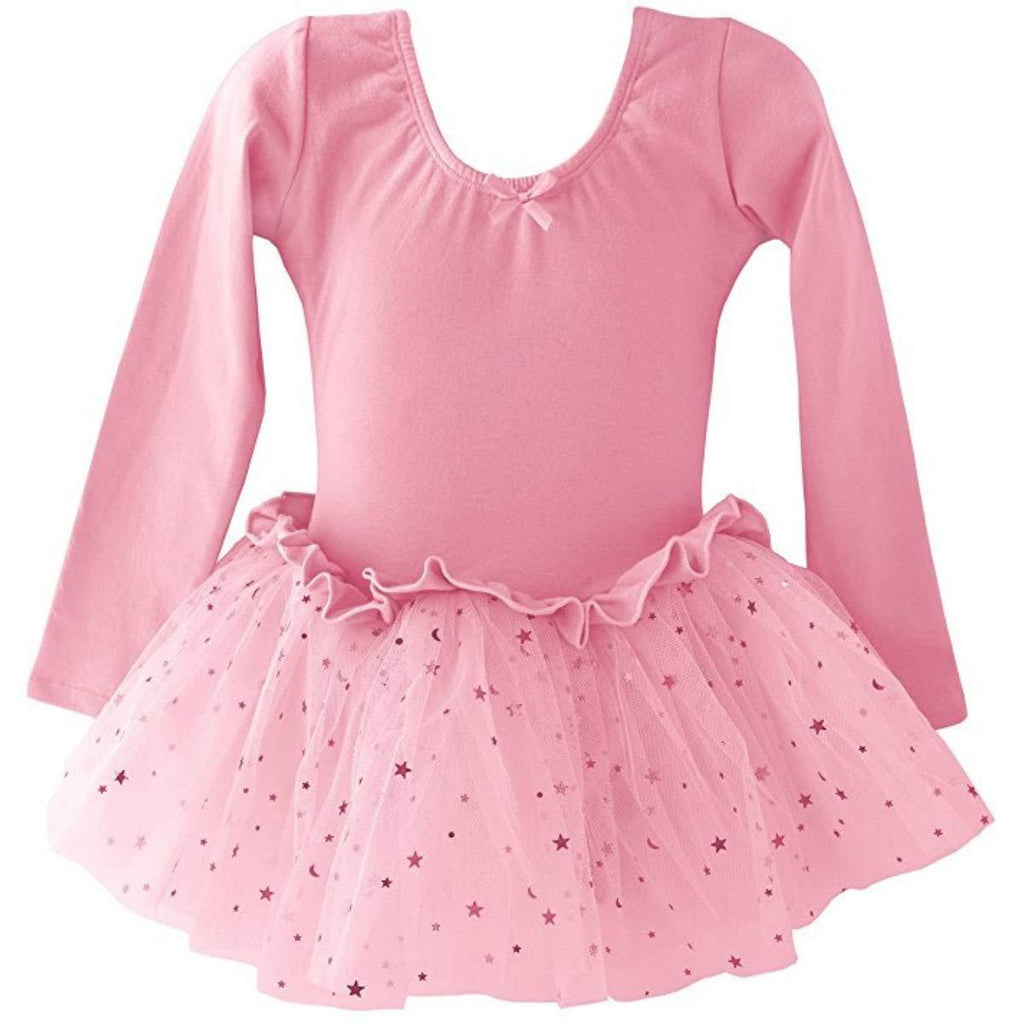 [AUSTRALIA] - Dancina Girls Skirted Leotard Sparkle Long Sleeve Tutu Ballet Dress Front Lined 4 Light Pink 