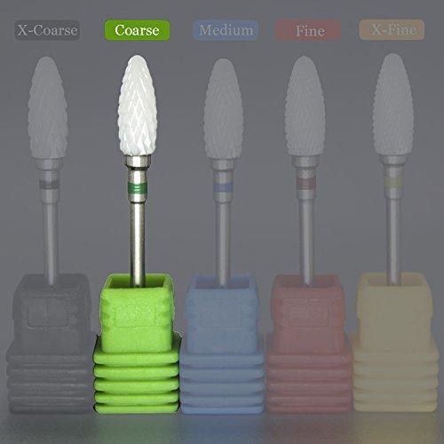 3/32” Flame-Shape Ceramic Nail Drill File Bits for Cuticle Clean Gel Remove Nail Salon Use on Electric Nail File Manicure Tools,Pack of 1(Grit:C - COARSE) - BeesActive Australia