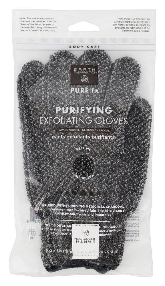 Earth Therapeutics - Pure fx Purifying Exfoliating Gloves with Medicinal Bamboo Charcoal - 1 Pair - BeesActive Australia