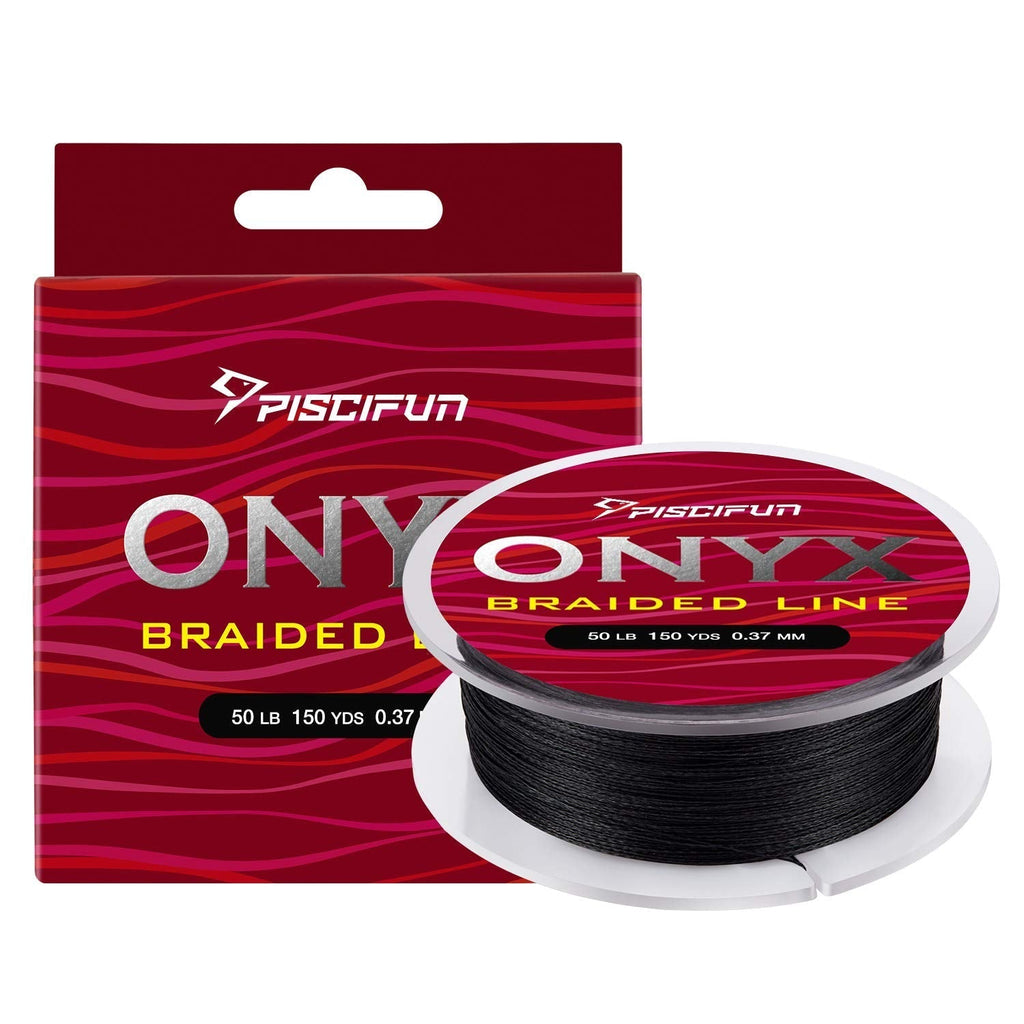 Piscifun Onyx Braided Fishing Line 6lb-150lb Superline Abrasion Resistant Braided Lines Super Strong High Performance PE Fishing Lines Black 6LB(0.06mm)-150Yds - BeesActive Australia