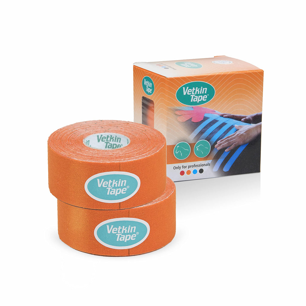 VETKIN VetkinTape® Veterinary Kinesiology Tape | Taping for Horses & Dogs | Equine & Canine kinesiotape | Latex Free and TÜV Quality Mark Certified | 1.2 inch - (3cm-5m) | Pack of 2 roll | Orange - BeesActive Australia