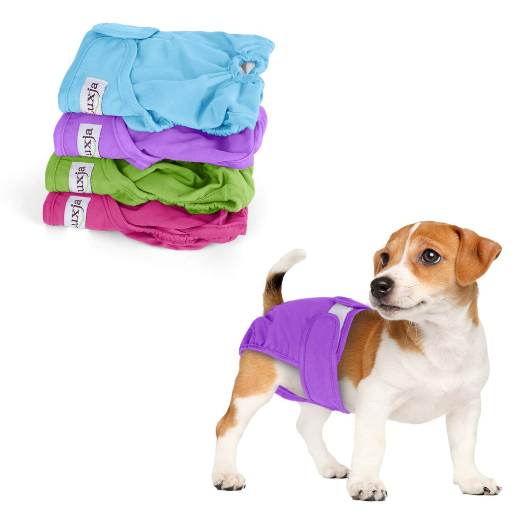 LUXJA Reusable Female Dog Diapers, Washable Wraps for Female Dog XS: newborn puppies Sky Blue+Purple+Green+Rose Red - BeesActive Australia