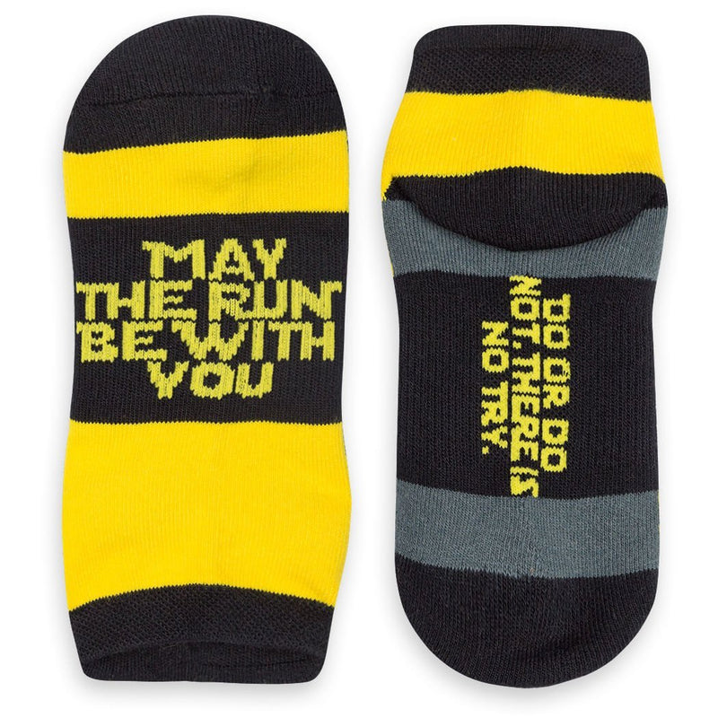 [AUSTRALIA] - Inspirational Athletic Running Socks | Women's Woven Low Cut | May The Run Be With You | Yellow/Black 