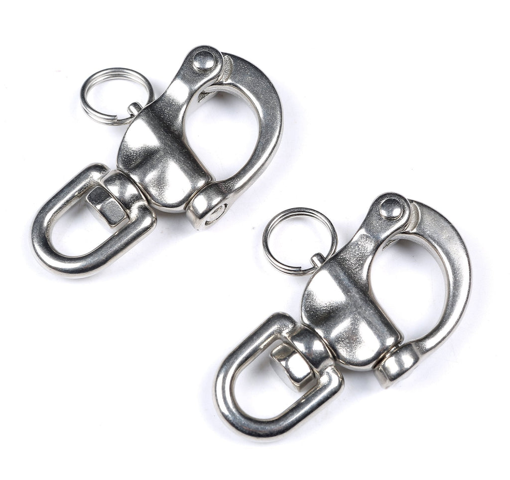 [AUSTRALIA] - Mxeol Swivel Eye Snap Shackle Quick Release Bail Rigging Sailing Boat Marine Stainless Steel Clip Pair 2-3/4", Silver 