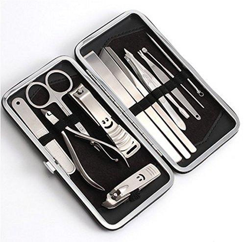 14 in 1 Multifunctional Stainless Steel Nail Care Tools Pedicure Manicure Kit Nail Clippers Grooming Set with Black Travel Leather Case for Men Father - BeesActive Australia