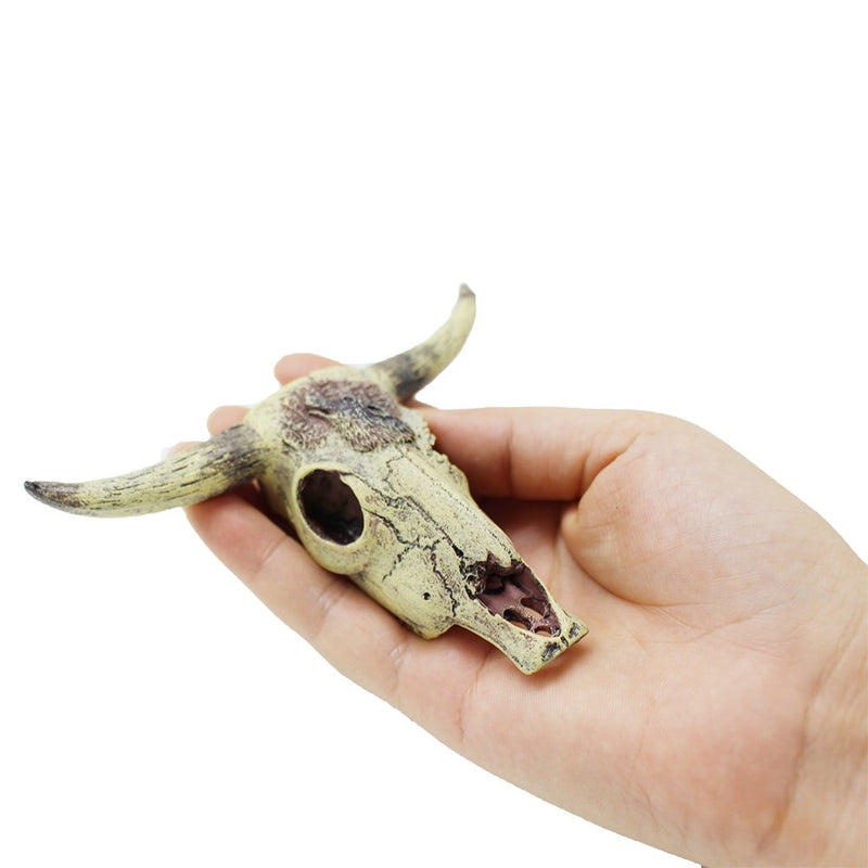 Leoyoubei Aquarium Decoration, Fish Tank Small Skull,Fish Turtle Hidden, Bonsai beautification. Cave Landscape Pet Reptile House Shrimps & Snails Love Them (Cattle Skull) - BeesActive Australia