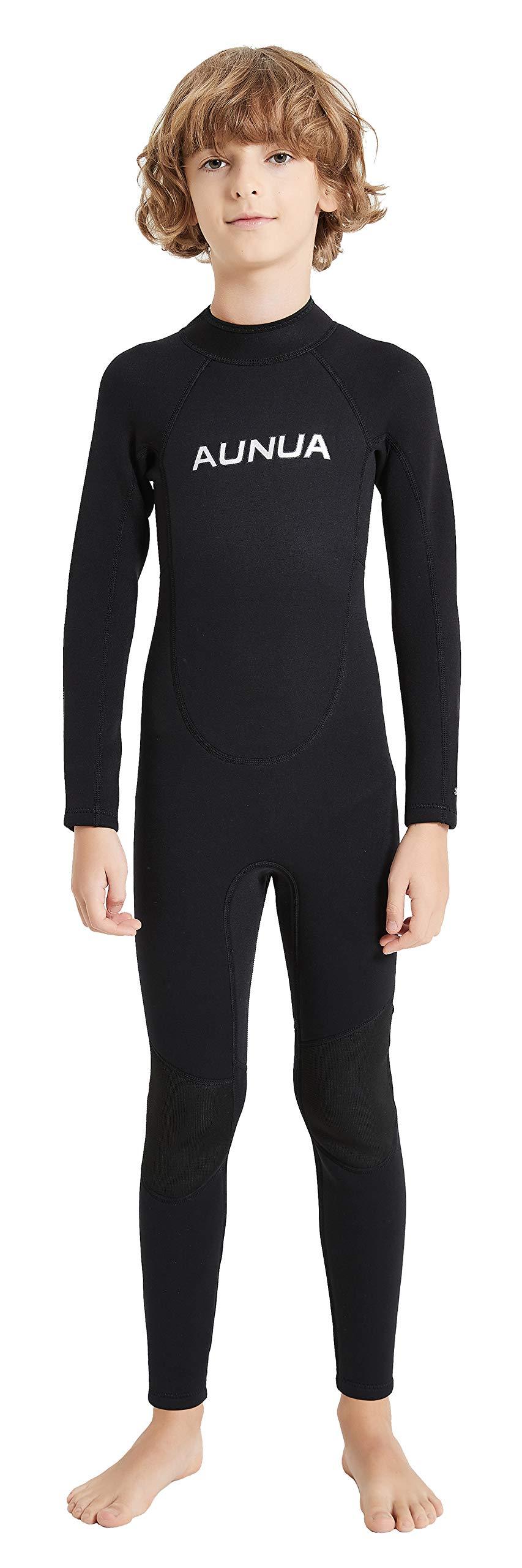 [AUSTRALIA] - Aunua Youth 3/2mm Neoprene Wetsuits for Kids Full Wetsuit Swimming Suit Keep Warm Full Wetsuit Black 6 