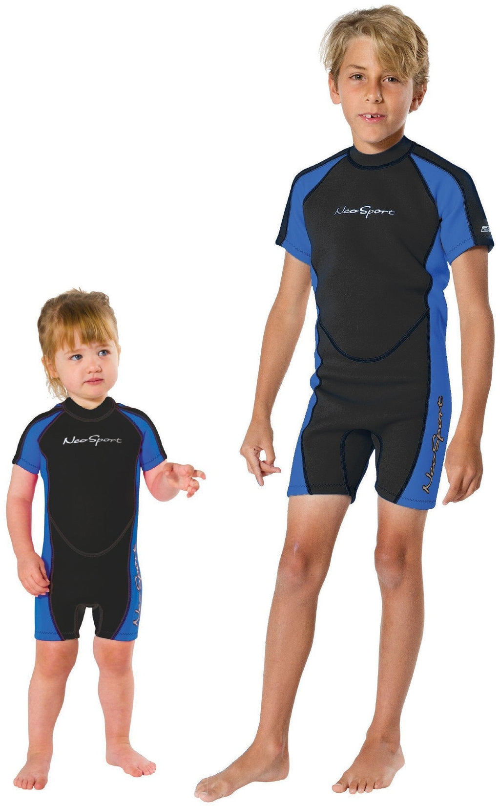 [AUSTRALIA] - NeoSport Children's 2mm Shorty Back Zip Wetsuit, 4 Blue/Black 
