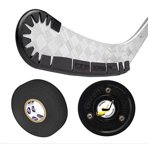 Wraparound Hockey Green Biscuit Training Puck, and Tape Bundle for Off Ice Hockey Training and Practice Black ICE, Black Tape - BeesActive Australia