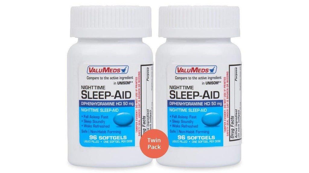 ValuMeds Nighttime Sleep Aid (Twin Pack - 192 Softgels) Diphenhydramine HCl, 50 mg | Supports Deeper, Restful Sleeping for Men, Women - BeesActive Australia