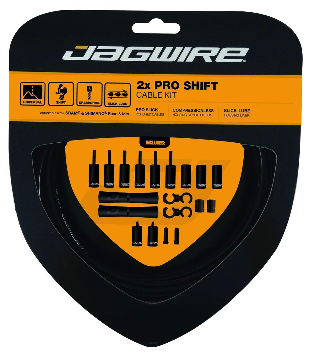 Jagwire - Universal 2X Pro Shift Kit |for Road, MTN, and Gravel Bike | SRAM and Shimano Shifter Compatible, Polished Stainless Cables, 10 Color Options Black - BeesActive Australia