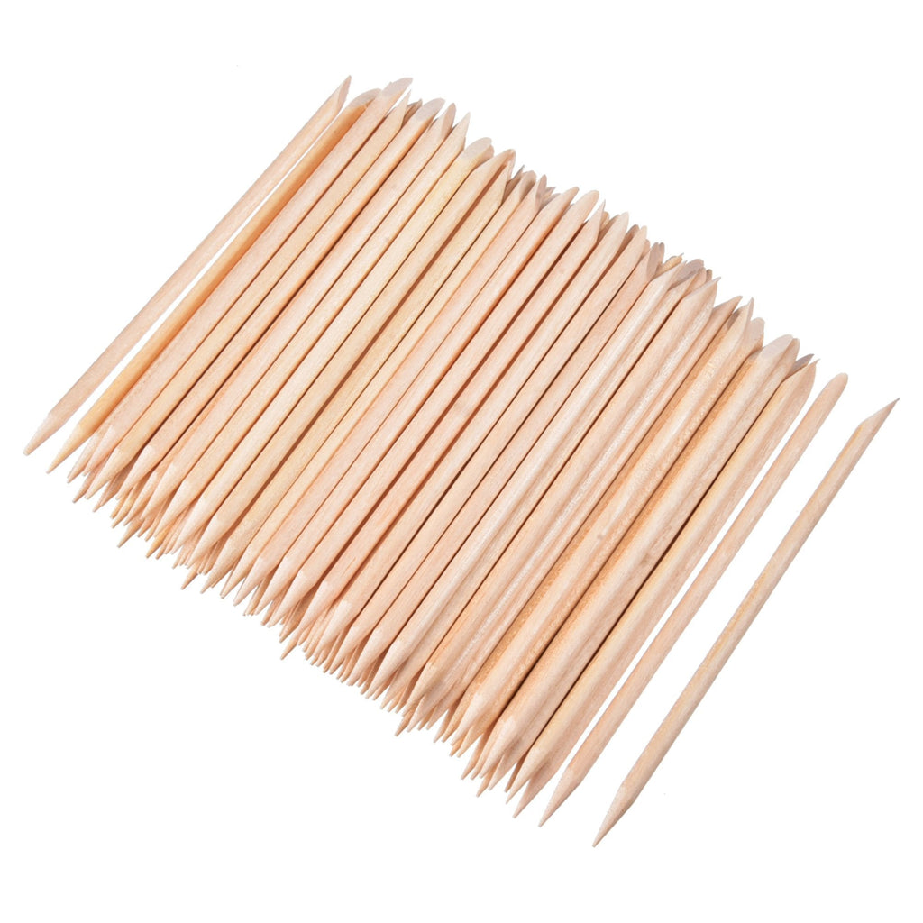 Hicarer 100 Pieces Orange Wood Sticks Nail Art Cuticle Stick for Pusher Remover Manicure Pedicure, 4.3 Inches - BeesActive Australia