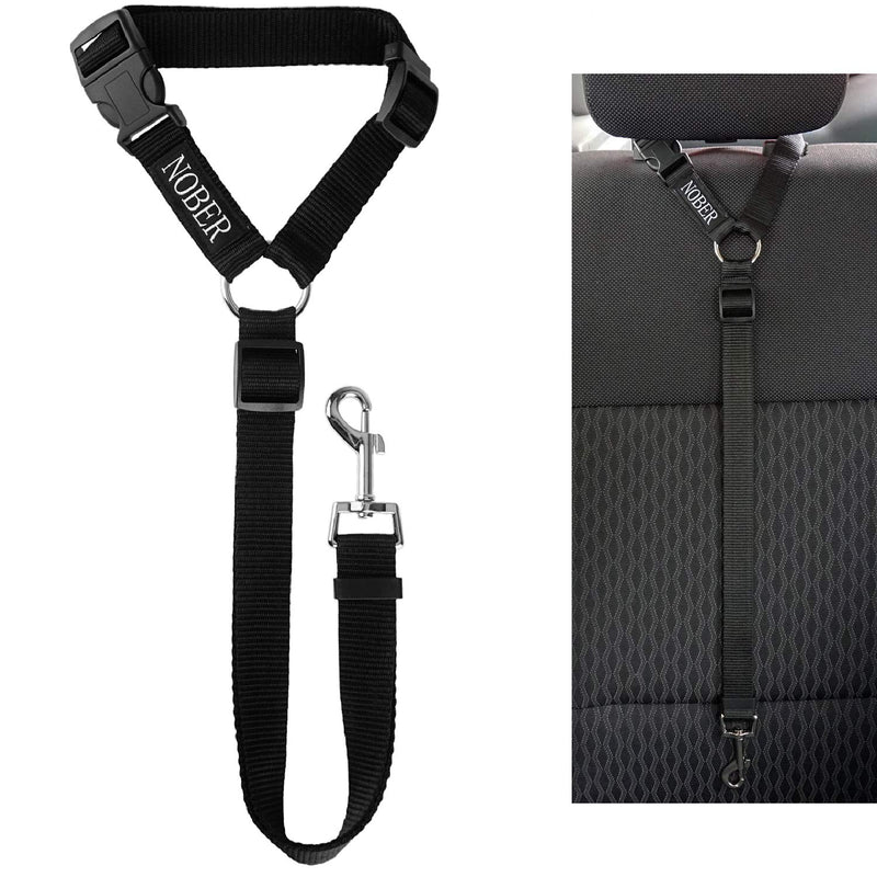 NOBER Pet Dog Cat Seat Belts, Car Headrest Restraint Adjustable Safety Leads 1 Pack Black - BeesActive Australia