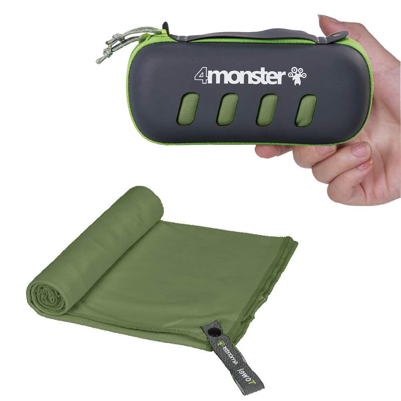 4Monster Microfiber Towel, Travel Towel, Camping Towel, Fast Drying, Soft Light Weight, Suitable for Gym, Beach, Swimming, Backpacking and More Army Green Small (15.7 x 31.5 inches) - BeesActive Australia