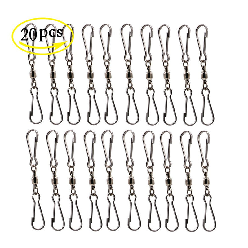 LGEGE 20PCS Smooth Spinning Dual Clip Swivels Wind Spinner Hangers Spiral Tails Twisters Wind Socks, for Spinning windsocks and Any Kites, Flower pots, Plants, Bird feeders, Solar Lights, Flags - BeesActive Australia