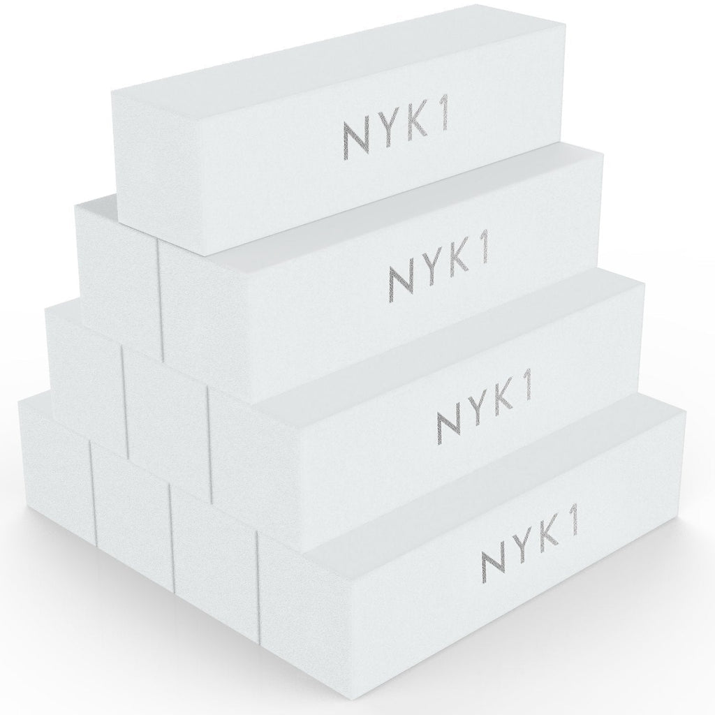 White Nail Buffer Sanding Block - (Pack of 10) NYK1 Professional Salon Quality Grit Nail Buffer File for Sanding, Filing Natural, Shellac or Acrylic Gel Nails - BeesActive Australia