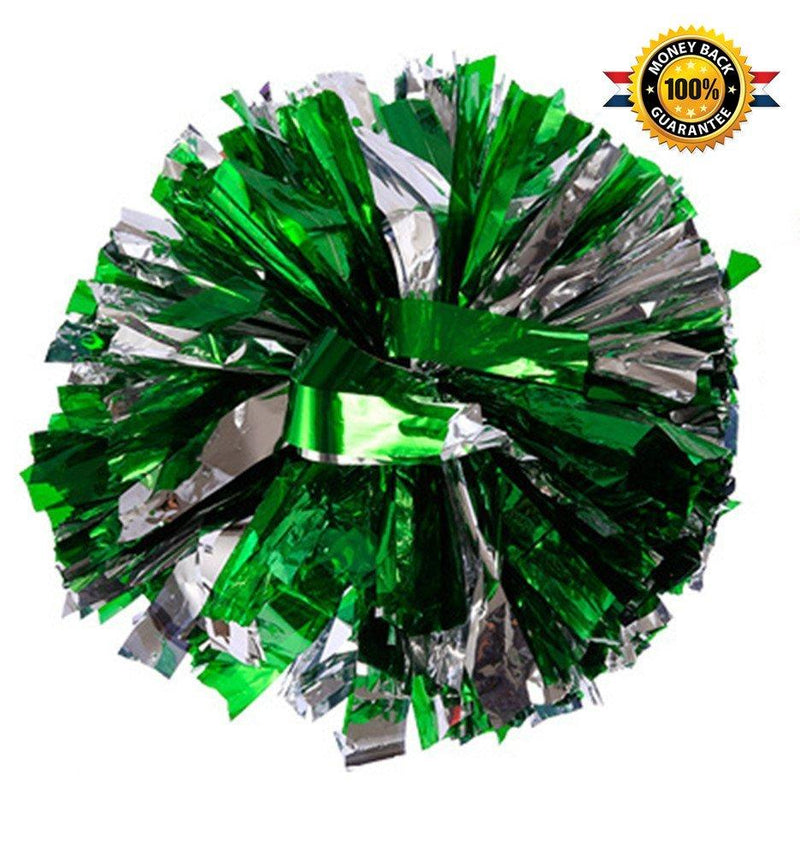 [AUSTRALIA] - PUZINE 13'' Cheering Squad Spirited Fun Cheerleading Kit Cheer Poms Pack of 2(100g) green and silver 