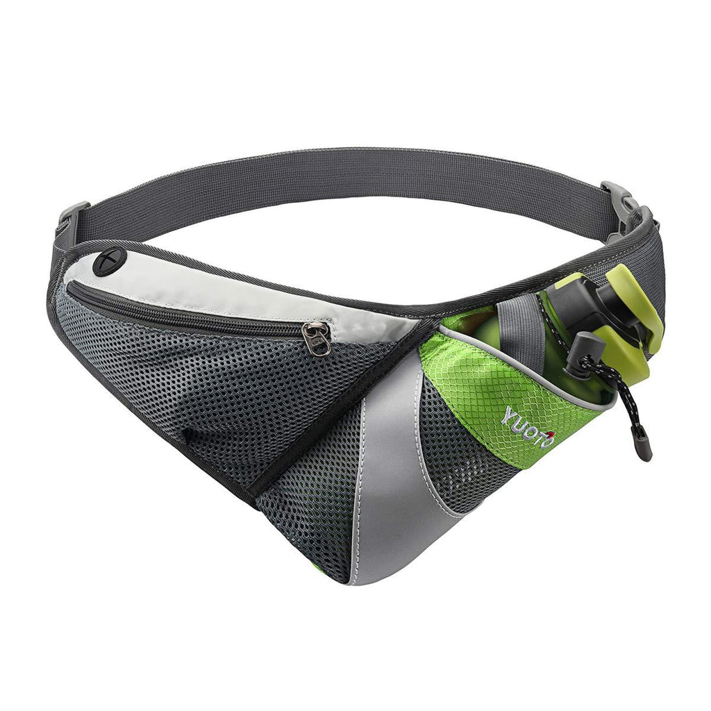 [AUSTRALIA] - YUOTO Waist Pack with Water Bottle Holder for Running Walking Hiking Runners Hydration Belt fit Maximum 27oz and iPhone 11 Men Women 01- Light Green 