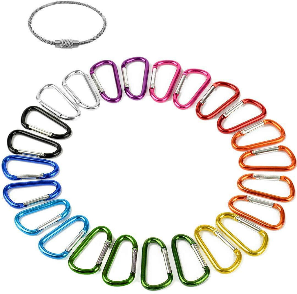 STURME 2" Aluminum D Ring Carabiners Clip D Shape Spring Loaded Gate Small Keychain Carabiner Clip Set Outdoor Camping Mini Lock Snap Hooks Spring Link Key Chain Durable Improved 24 PCS Assorted - BeesActive Australia