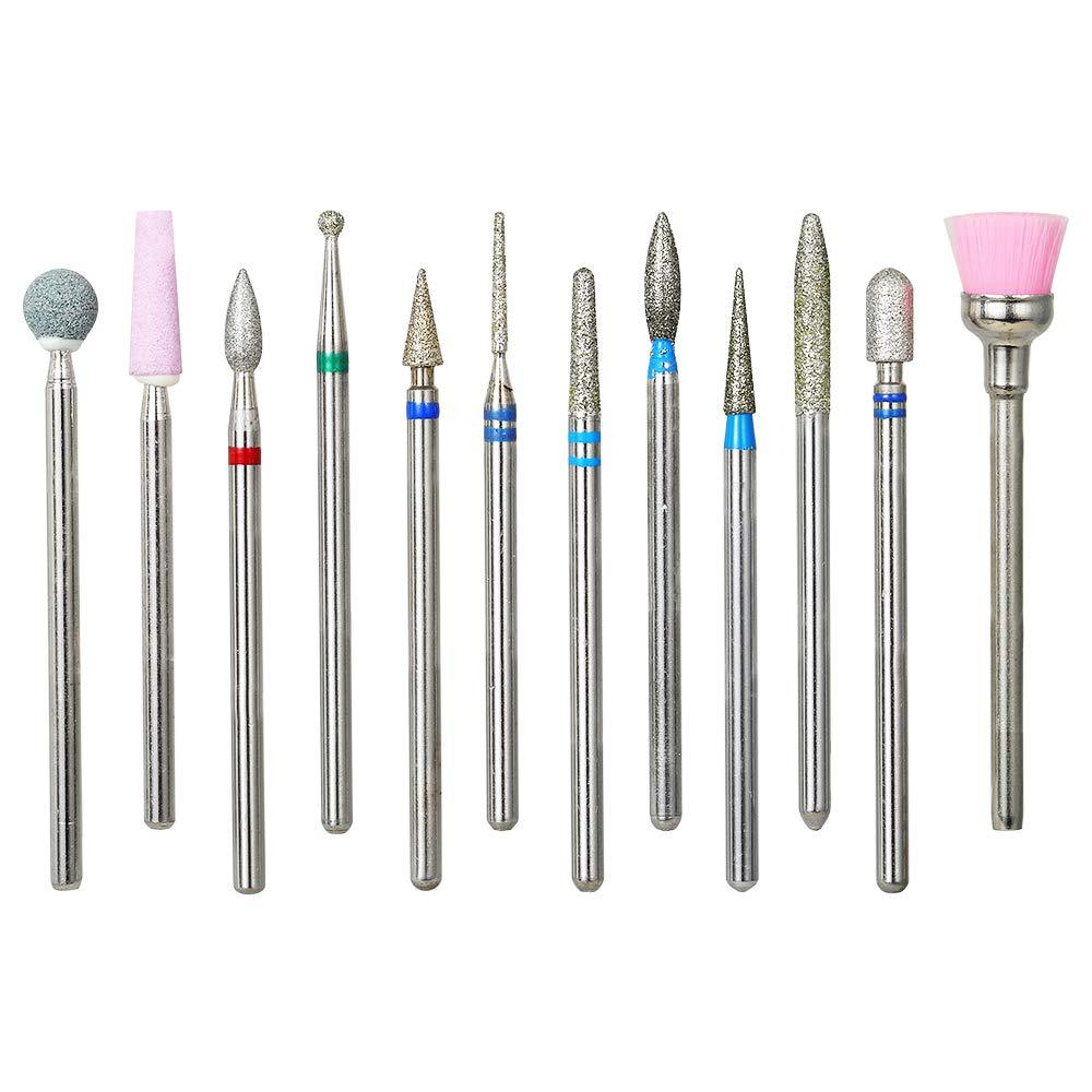 NMKL38 12PCS Nail Drill Bits Cuticle Cleaner Dust Drill Brush Rotary Polishing Buffing File Burrs for Nail Salon Manicure Pedicure Tools SET 2 - BeesActive Australia